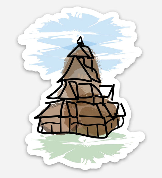 Stavkirke 3x3 Sticker