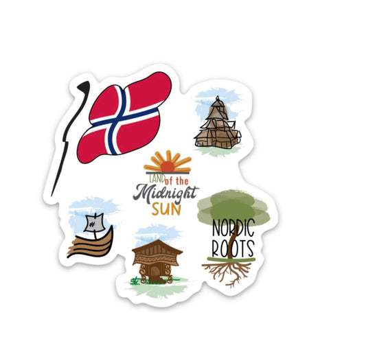 Norway Sketches Die Cut Sticker