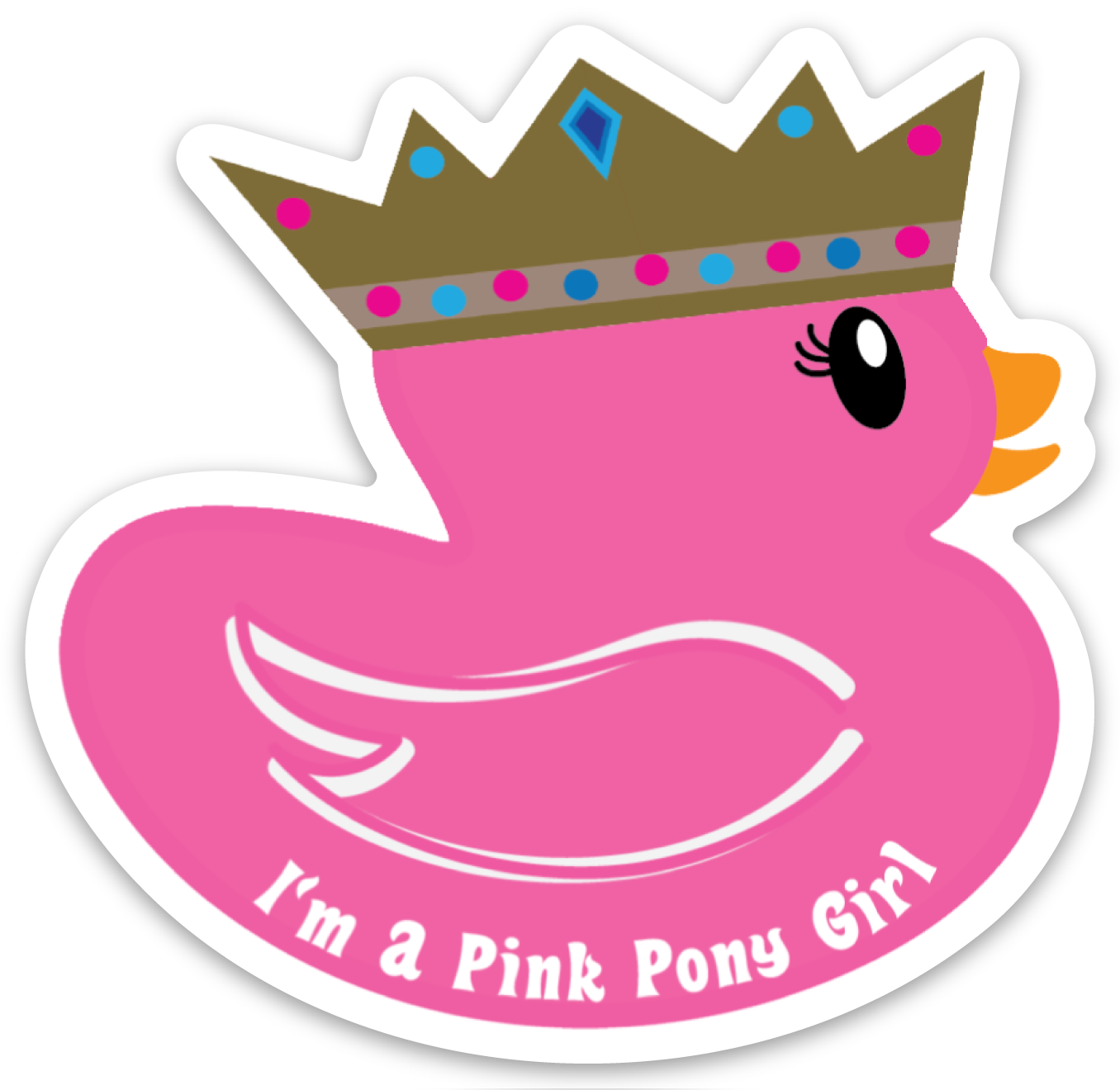 Duck Pink Pony Girl Crown Sticker
