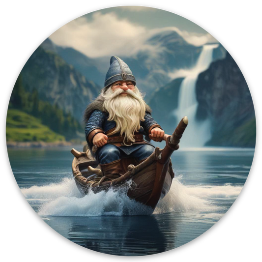 Viking in Small Ship 3x3 sticker